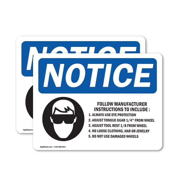 (2 Pack) Follow Manufacturer Instructions Sign