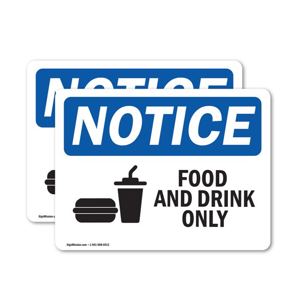 (2 Pack) Food And Drink Only Sign