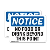 (2 Pack) No Food Or Drink Beyond This Point OSHA Notice Sign 7 Inch X 5 Inch Vinyl Label Decal Sticker Weather Resistant, UV Protected for Workplace, Business, and Construction Site,