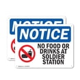 thumbnail image 1 of (2 Pack) No Food Or Drink At Solder Station OSHA Notice Sign 14 Inch X 10 Inch Plastic Sign, Weather Resistant, UV Protected for Workplace, Business, and Construction Site, Made in the, 1 of 8