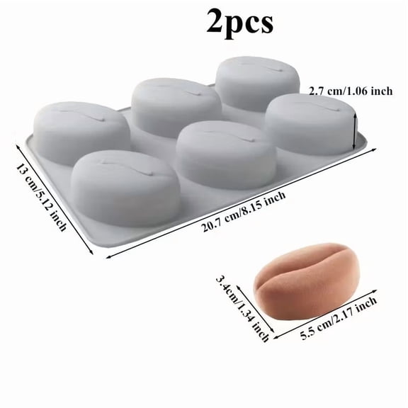 2-Pack Food-Grade Silicone Coffee Bean Molds for Mousse Cakes & Chocolates - Non-Stick Baking Molds
