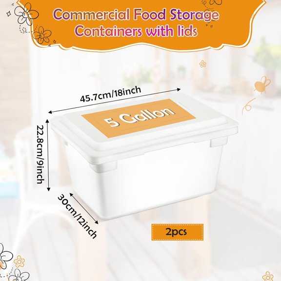 2 Pack Food Storage Box Tote, Freezer and Dishwasher Safe Containers with Lids for Fruits Vegetables Grains Home Organization