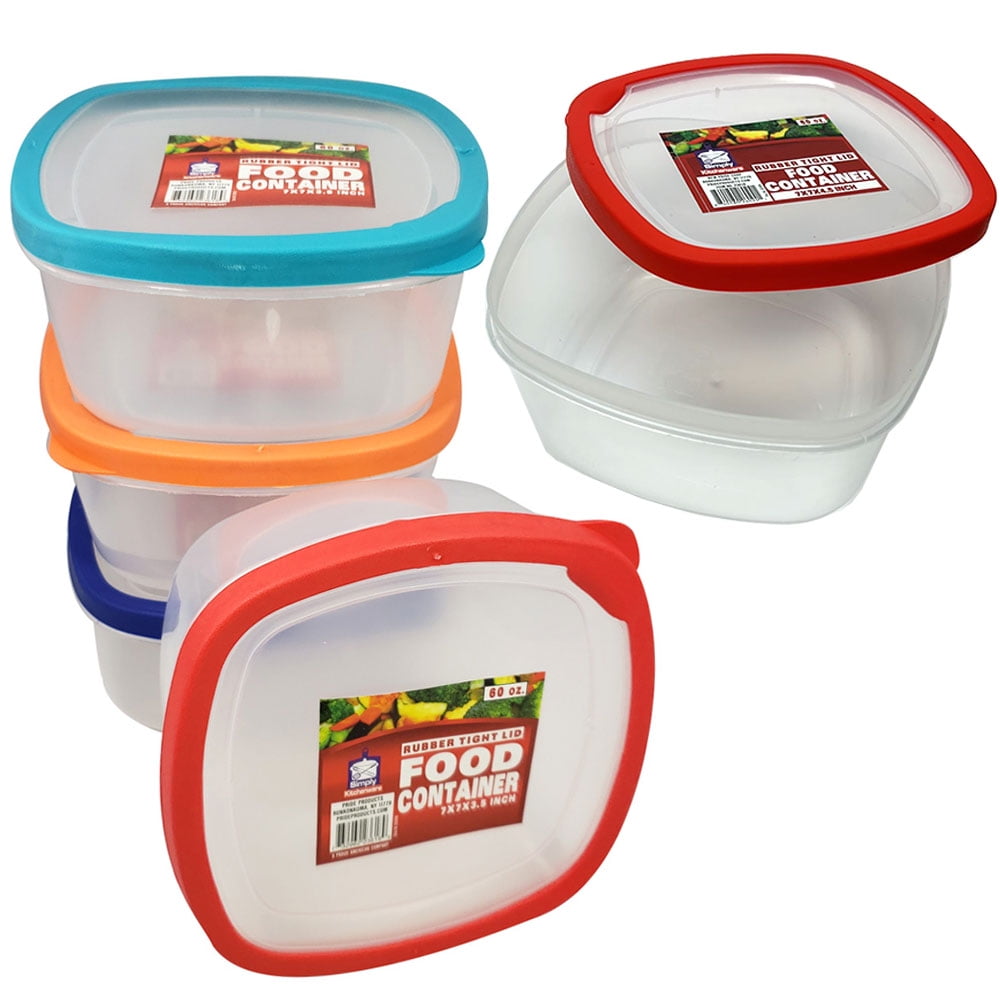 2 Pack Food Storage Container W/ Lids 60oz Large Refrigerator Plastic