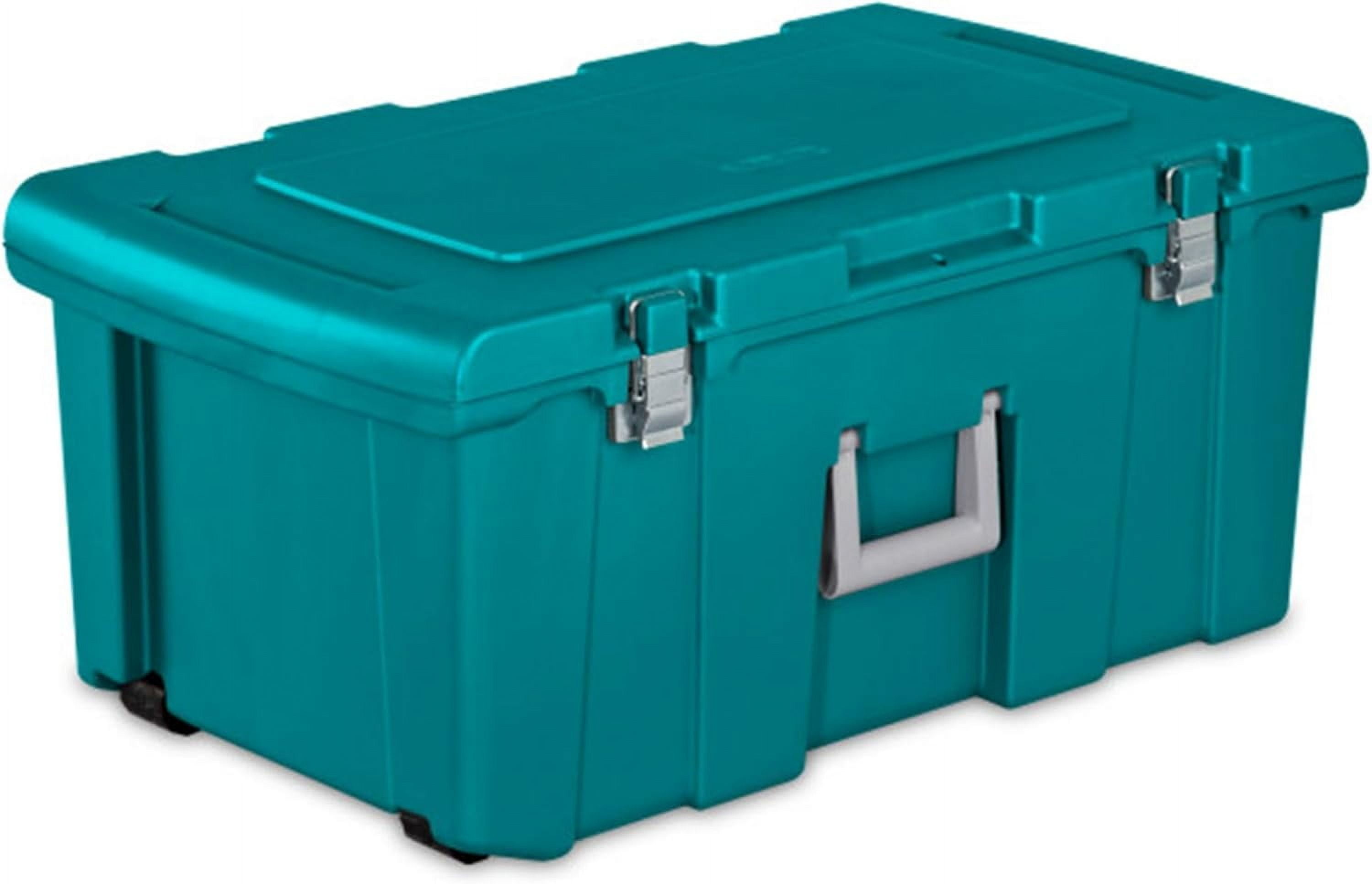 2-Pack Footlocker, Lockable Plastic Utility Storage Container Box, Teal ...