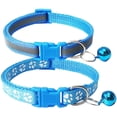 thumbnail image 1 of 2-Pack Footprint & Reflective Cat Collar with Bell Basic Dog Cat Collar Buckle Adjustable Polyester Cat Dog Collar or Seatbelts, 1 of 3