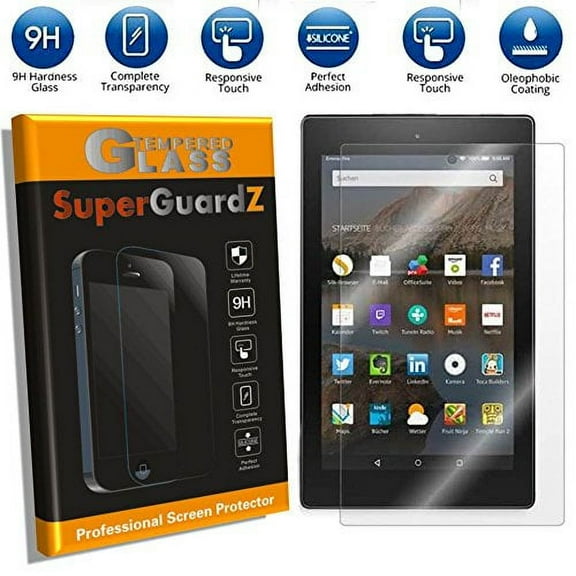 [2-Pack] For Amazon Fire HD 8 (6th Gen, 2016 Release) - SuperGuardZ Tempered Glass Screen Protector, 9H, Anti-Scratch, Anti-Bubble, Anti-Fingerprint