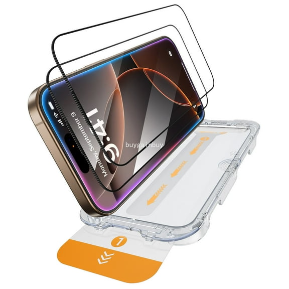 2 Pack For Apple iPhone 16 Pro / iPhone 16 Pro Max HD Tempered Glass Screen Protector Film with Install Tool