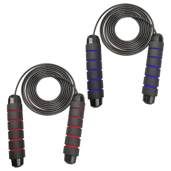 2 Pack For Fitness Home Exercise Boxing, Workout Fumping Rope For Adult/Kids With Adjustable Length - black red + black blue