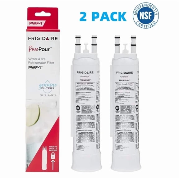 2 Pack For Frigidaire FPPWFU01 PurePour PWF-1 Refrigerator Water and Ice Filter Replacement, Original OEM Cartridge