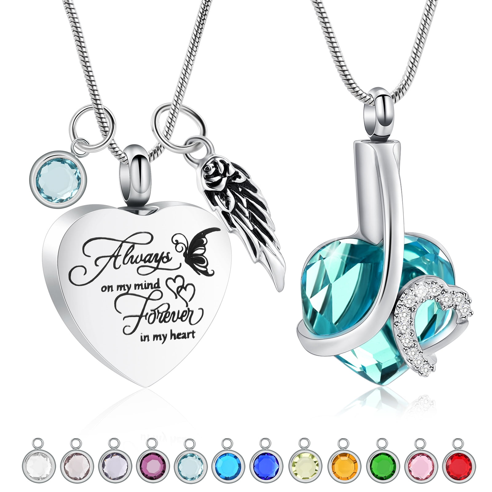 2 Pack-Forever In My Heart Heart Cremation Urn Necklace for Ashes ...