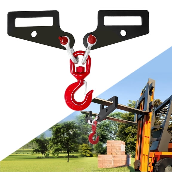 2-Pack Forklift Lifting Hook, Fork Lifting Attachment, Single Piece Load 6600 Lbs, Forklift Lifting Hoist, Forklift Mobile Crane with Swivel Hook and Sling Holes Fit for Lifting Goods with Forklifts