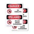 thumbnail image 1 of (2 Pack) No Forklifts Bilingual OSHA Danger Sign 18 Inch X 24 Inch Plastic Sign, Weather Resistant, UV Protected for Workplace, Business, and Construction Site, Made in the USA, 1 of 8