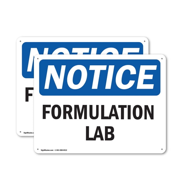 (2 Pack) Formulation Lab OSHA Notice Sign 10 Inch X 7 Inch Plastic Sign, Weather Resistant, UV Protected for Workplace, Business, and Construction Site, Made in the USA