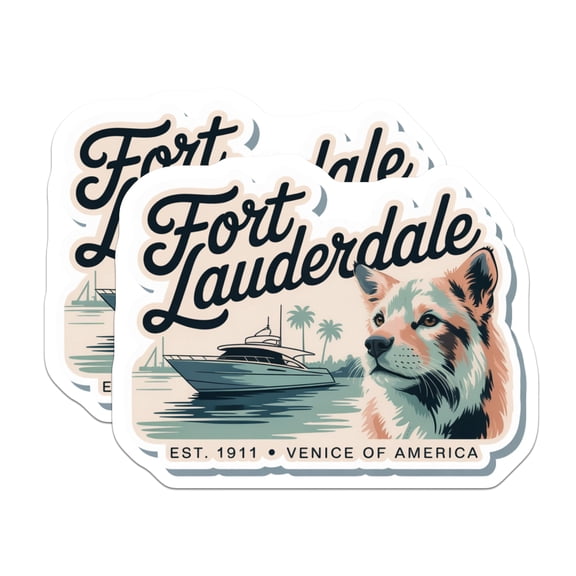 (2 Pack) Fort Lauderdale Magnets - Venice of America - Coyote Design - 5" On Longest Side - Premium Magnet - for Cars, Refrigerators, Toolboxes, Lockers - Made in USA - MAG17556