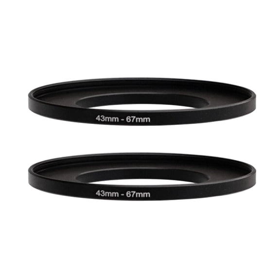 (2 Pack) Fotasy 43-67MM Step Up Ring Adapter, 43mm to 67mm Filter Ring, 43 mm Male 67 mm Female Stepping Up Ring for DSLR Camera Lens and ND UV CPL Infrared Filters