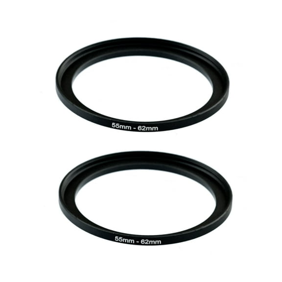 (2-Pack) Fotasy 55-62MM Step-Up Ring Adapter, 55mm to 62mm Step Up Filter Ring, 55 mm Male 62 mm Female Stepping Up Ring for DSLR Camera Lens and ND UV CPL Infrared Filters