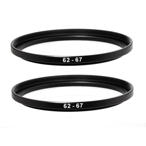 (2 Pack) Fotasy 62-67MM Step-Up Ring Adapter, 62mm to 67mm Step Up Filter Ring, 62mm Male 67mm Female Stepping Up Ring for DSLR Camera Lens and ND UV CPL Infrared Filters  "