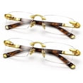 thumbnail image 1 of 2 Pack Frameless Reading Glasses Unisex Metal Square Readers Lightweight for Work Screen Use, 1 of 8