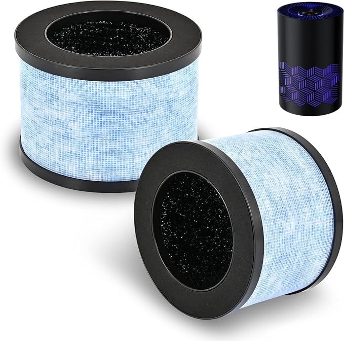 2 Pack FreAire KN6391 Replacement Filter Compatible with FreAire KN6391 Air Puri-fier, MK01 MK06 Air Purifi-ers, 3-in-1 H13 HEPA Filter, Activated Carbon and Pre-filter, 360° Rotating Filter