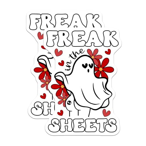 (2 Pack) Freak in The Sheets Magnets - Funny Halloween Ghost Magnets - Cute Ghost with Flowers Magnets - 5" On Longest Side - for Cars, Refrigerators, Toolboxes, Lockers - Made in USA BMCS3383