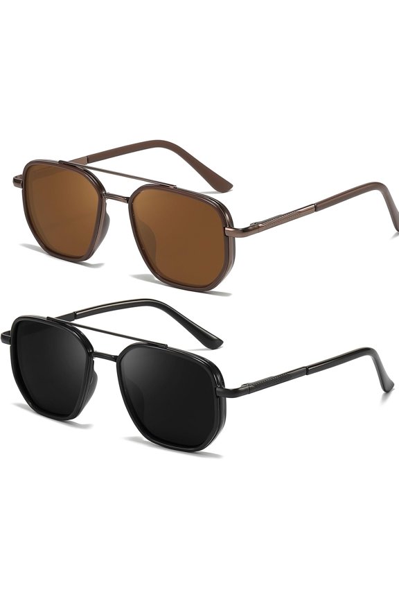 2 Pack Free Aviator Sunglasses for Women Square Frame Sun Glasses for Driving &Traveling UV Protection