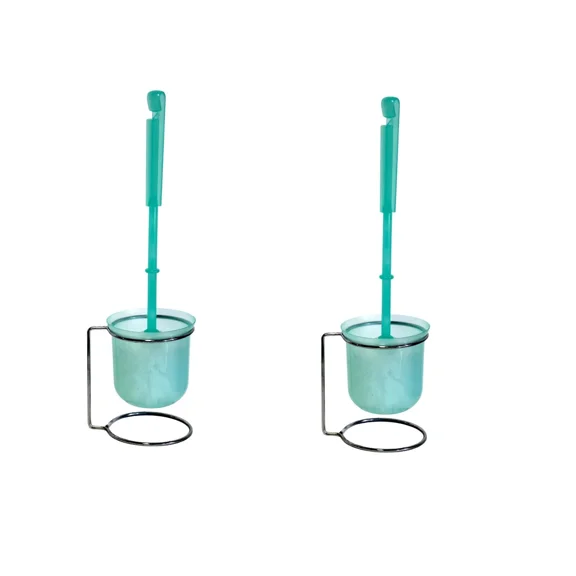 2-Pack Free Standing Toilet Brush Set – Compact Holder, Modern Design Mint Green