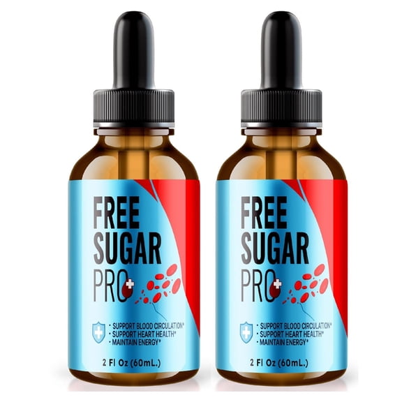 (2 Pack) Free Sugar Pro Drops, Unique Natural Blend Dropper, Maximum Strength Liquid Supplement, Sugar Free Pro Formula for Overall Blood Health, Official FreeSugarPro Reviews (60 Servings)