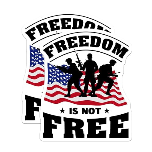 (2 Pack) Freedom is Not Free Magnets - Patriotic Magnets - USA Flag Magnets - Military Tribute Magnets - 5" On Longest Side - for Cars, Fridges, Toolboxes - Made in USA - MAG4000
