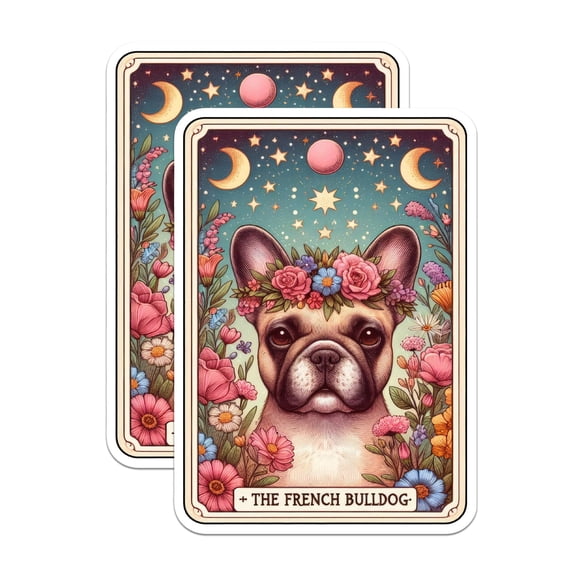 (2 Pack) The French Bulldog Tarot Card Magnets - Frenchie Dog Breed - Frenchie Lover Mom - 5" On Longest Side - Premium Magnet - for Cars, Refrigerators, Toolboxes, Lockers- Made in USA - MAG0753