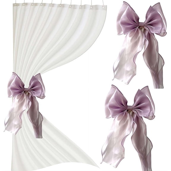 2 Pack French Silky Bow Curtain Tiebacks,Elegant Lace Ribbon for Curtains Decorative Rope Accessories,French Bow Ties Rope Holdbacks Accessories for Weddings Home Bedroom Office Decorations(Purple)
