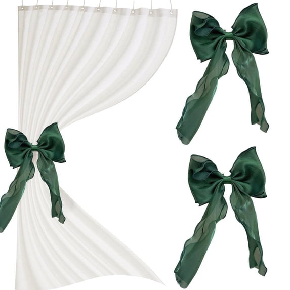 2 Pack French Silky Bow Curtain Tiebacks,Elegant Lace Ribbon for ...