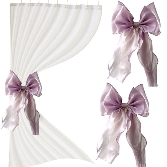2 Pack French Silky Bow Curtain Tiebacks,Elegant Lace Ribbon for Curtains Decorative Rope Accessories,French Bow Ties Rope Holdbacks Accessories for Weddings Home Bedroom Office Decorations