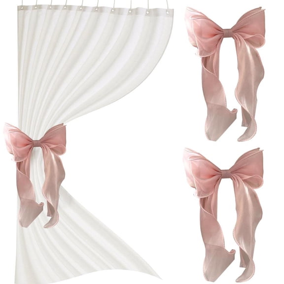 2 Pack French Silky Bow Curtain Tiebacks,Elegant Lace Ribbon For Curtains Decorative Rope Ties Bow Rope H Accessories,French