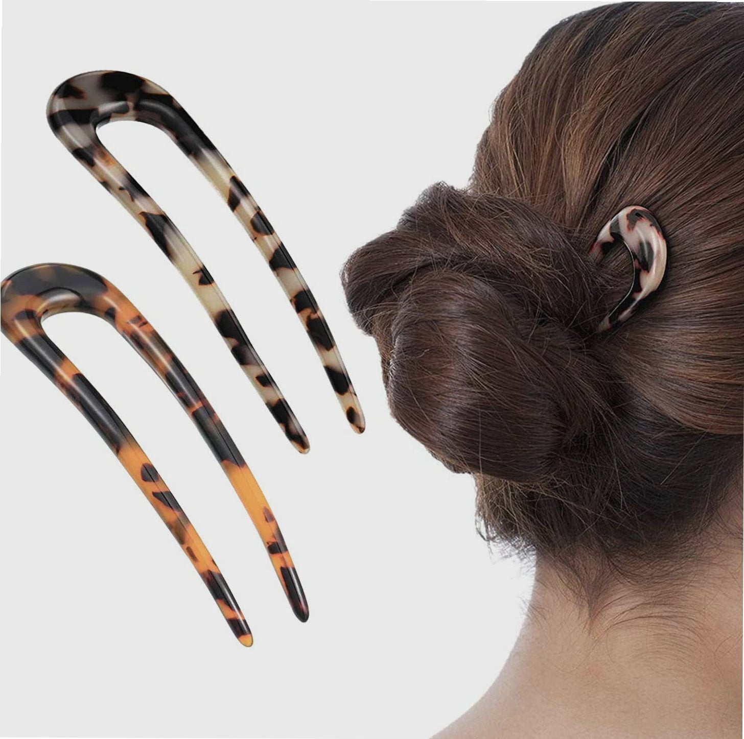 3-Prong French Twist Hair Stick Clip Pins for Bun Updo, Cellulose Acetate Hair Camila Paris CP3155 French Twist Stick Clip Pins, Tokyo  main image 2