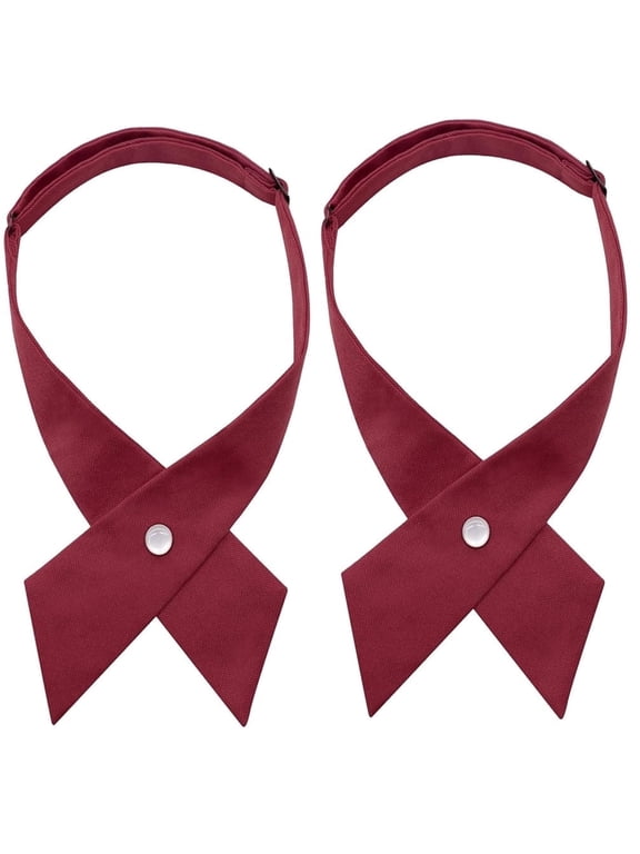 2 Pack French Uniform Girls Tie,Adjustable Neck Tiefor Girls School Women,Dark Red
