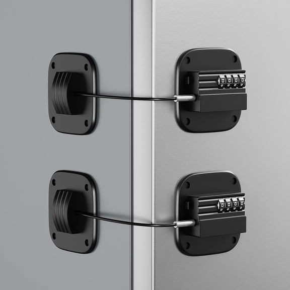 2 Pack Fridge Lock with Combination, No Key Required, Upgrade Refrigerator Lock with Adhesive and Screws, Freezer Cabinet Pantry Drawer Latch to Keep Door Closed, for Kids Adults Cats & Dogs,Black