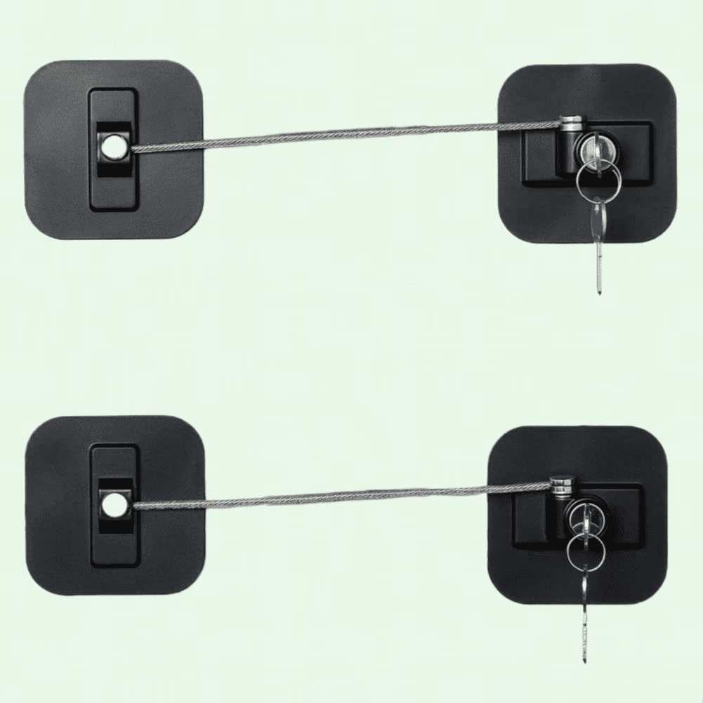 2 Pack Fridge Lock with Keys, Child Safety Lock Black