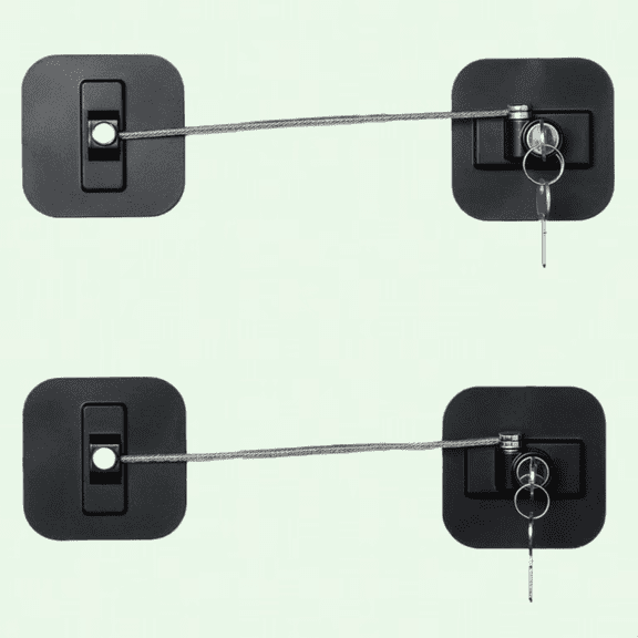 2 Pack Fridge Lock with Keys, Child Safety Cabinet Lock - Black