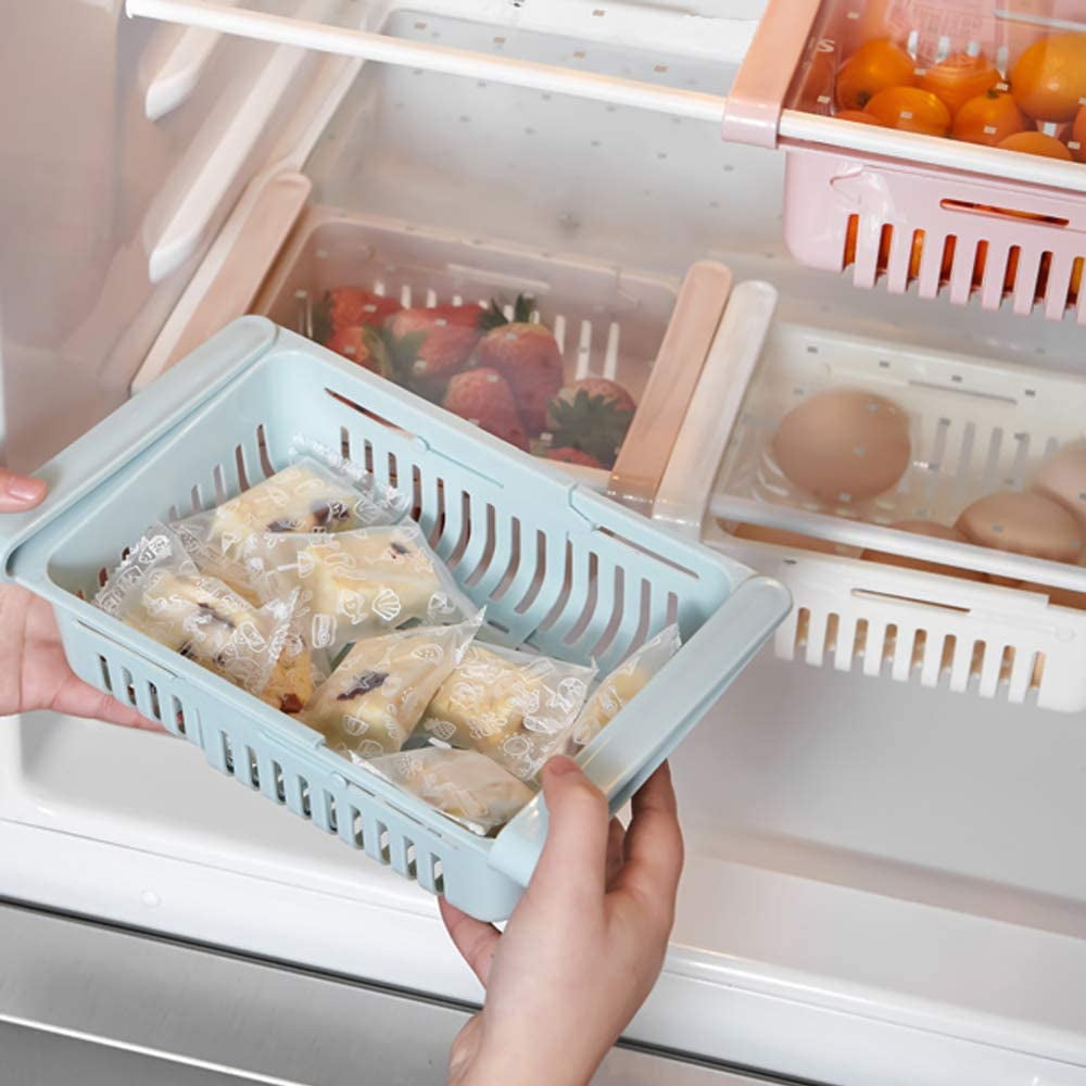 2 Pack Fridge Storage Containers Retractable Space Saver Refrigerator