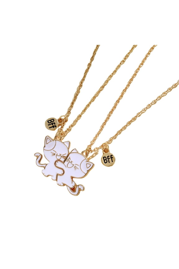2 Pack Friendship Necklace Set Cats Pendants Necklace Charm Necklaces Friend Neck Jewelry Suitable for Various Occasion