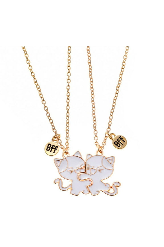 2 Pack Friendship Necklace Set Cats Pendants Necklace Charm Necklaces Friend Neck Jewelry Suitable for Various Occasion