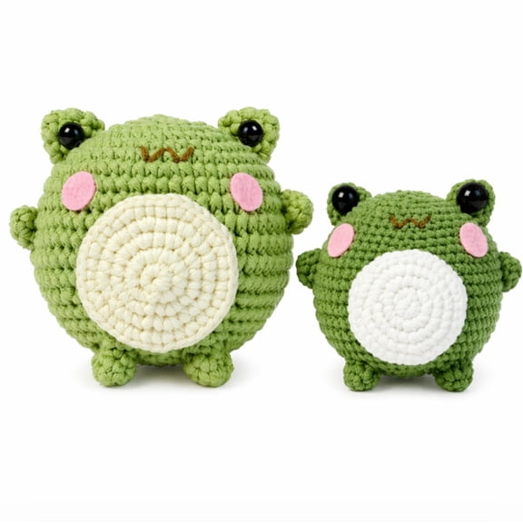 2 Pack Frog Crochet Kit for Beginners, Frog Amigurumi Starter Set with Step by Step Video Tutorials, TIKA