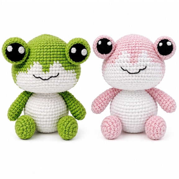 2 Pack Frog Crochet Kit for Beginners, Amigurumi Frog Crochet Animal Kit with Step by Step Video Tutorials, TIKA