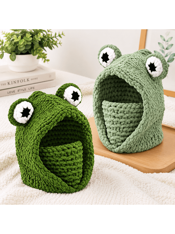 2 Pack Frog Crocheted Ski Balaclava, Full Face Winter Headwear for Festivals and Outdoor Activities
