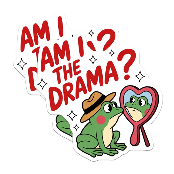 (2 Pack) Frog Drama Queen Magnets - Funny Frog Meme - Sassy Frog Decor- 5" On Longest Side - Sticks to Smooth Flat Surfaces - Made in USA