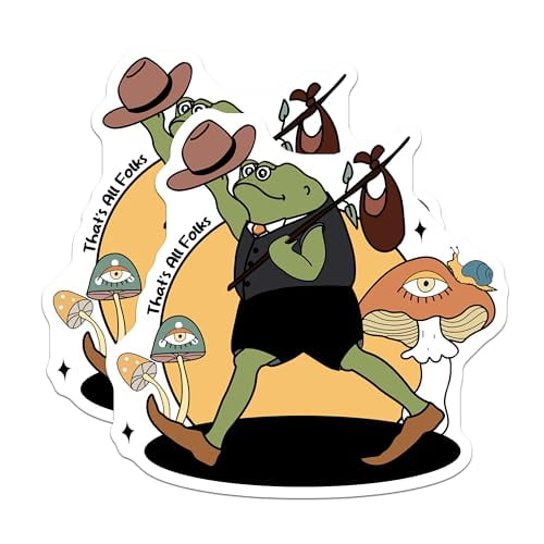(2 Pack) Frog Hobo Magnets - Vintage Mushroom Artwork - Funny Frog Design - Whimsical Animal Magnet - Unique Fridge Decor - 5" On Longest Side - for Cars, Fridges, Toolboxes - Made in USA - MAG6612