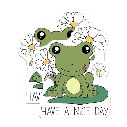 (2 Pack) Frog Magnets - Cute Frog - Inspirational Quote Magnets - Have a Nice Day - Fun Animal Magnets - 5" On Longest Side - for Cars, Fridges, Toolboxes - Made in USA - MAG6574