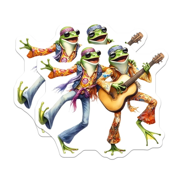 (2 Pack) Frog Magnets - Hippie Frogs with Guitar - Groovy Fridge Magnets - 5" On Longest Side - Premium Magnet - for Cars, Refrigerators, Toolboxes, Lockers - Made in USA - MAG16609