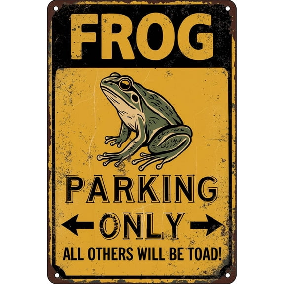 2 Pack Frog Parking Only Tin Sign Frog Wall Decor Vintage Frog Room Signs Funny Frog Parking Only All Others Will Be Toad Sign Cool Stuff Frog Sign Retro Frog Crossing Metal 8x12 Inch