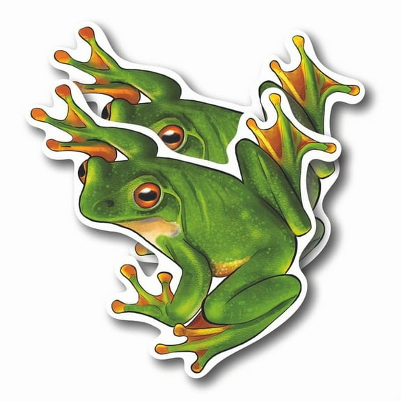 (2 Pack) Frog Stickers - Cool Handrawn Frog - 5" On Longest Side - for Car, Truck, SUV - Easy Peel and Stick Vinyl Decals - Made in USA - BMCS0138